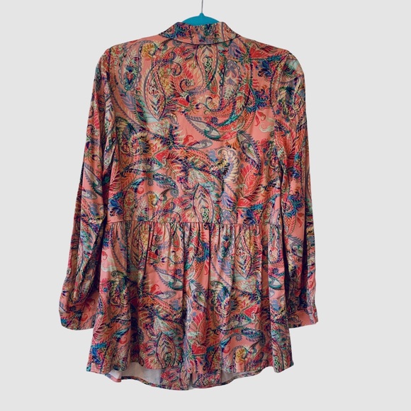 SOFT SURROUNDINGS PAISLEY LAIA LONG SLEEVE BUTTON UP SHIRT TUNIC - Picture 12 of 14
